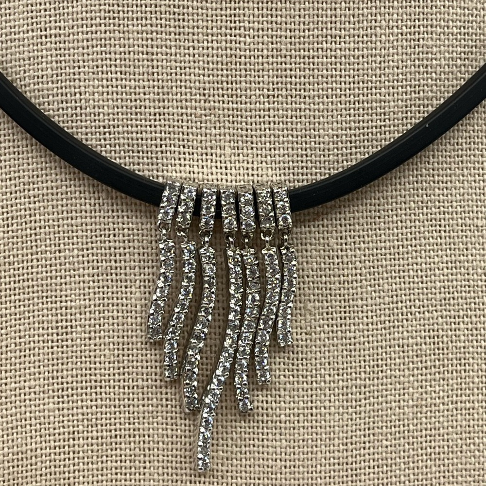 Vintage Sterling Silver CZ Dangle Necklace – 925 Stamped - Picture 6 of 15